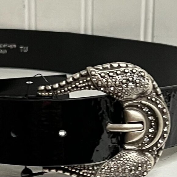 MARTINA MORI Made In Italy Leather Pointed Gaucho Buckle Belt OS
